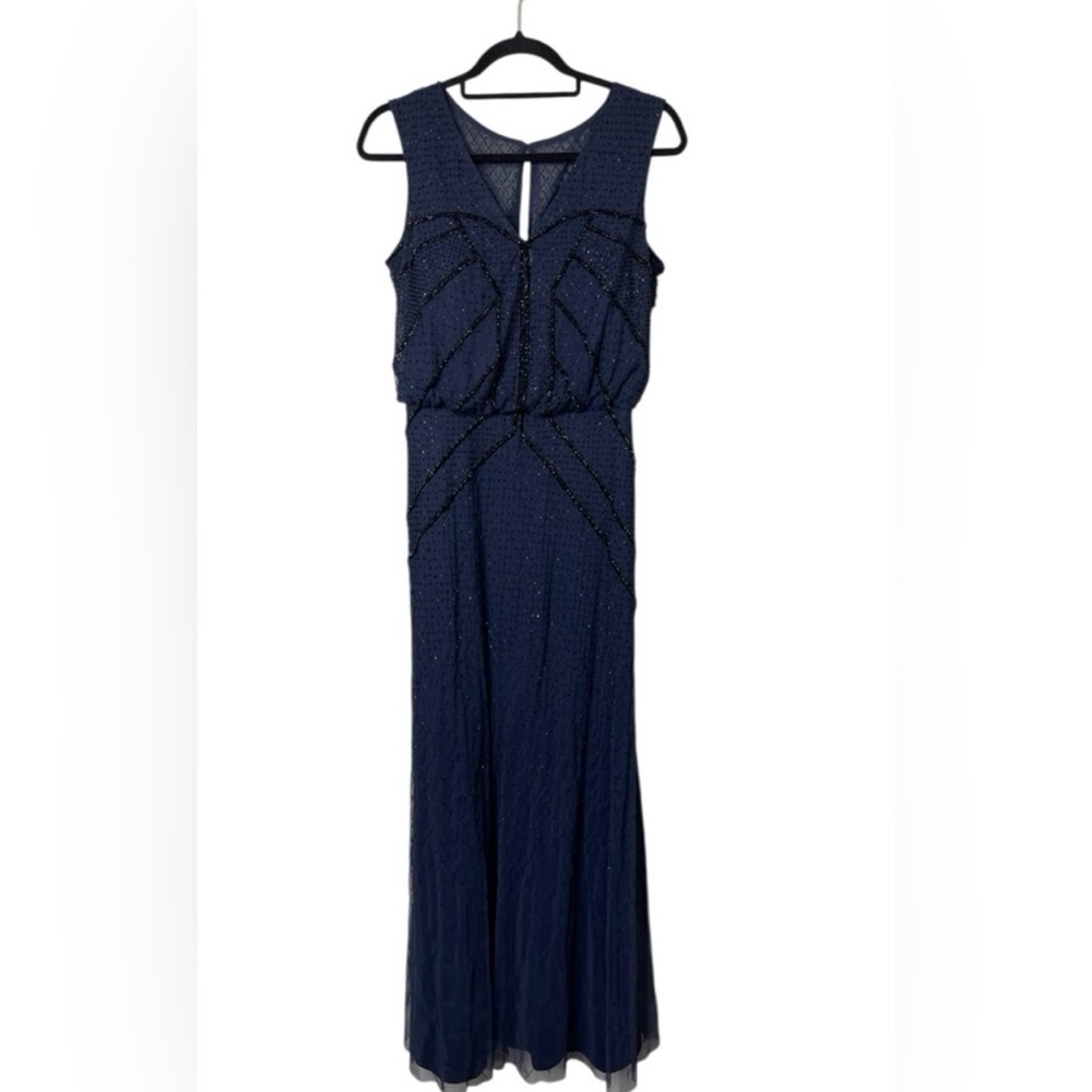 Aidan Mattox Navy Beaded  Evening Dress, Size 4, stunning.